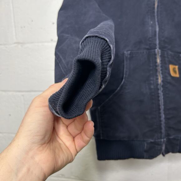 Y2K Carhartt Hooded Sandstone Active Jacket “Midnight Blue” - Picture 5 of 9